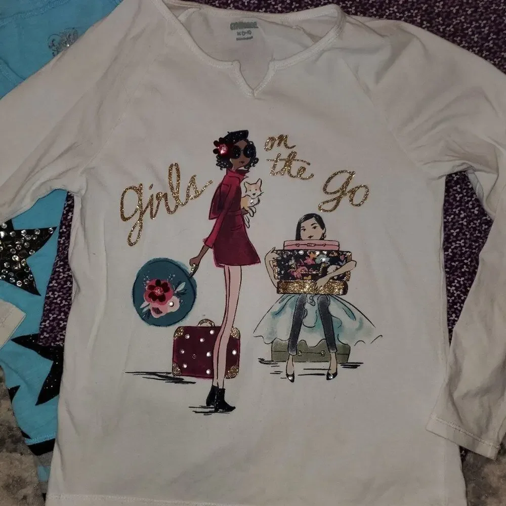 Girls Set of 4 Longsleeved Tops || Med 7/8